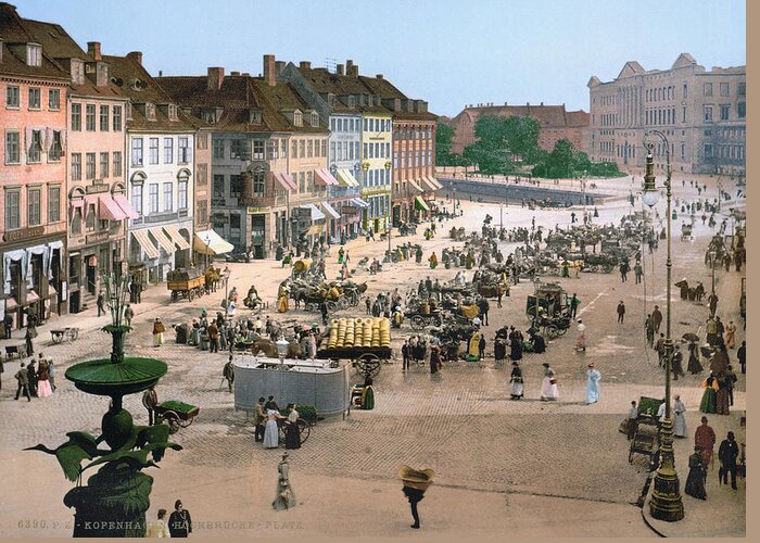 1895 Greeting Card featuring the photograph COPENHAGEN: PLAZA, c1895 by Granger