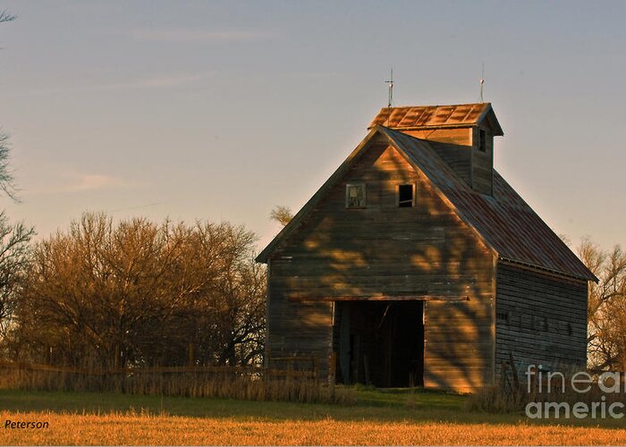 Barns Greeting Card featuring the photograph Corn Crib at Sunset by Ed Peterson