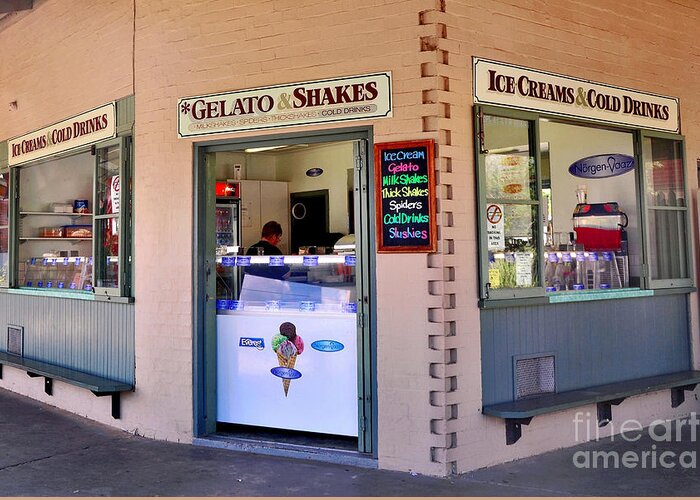 Photography Greeting Card featuring the photograph Corner Ice Cream Store by Kaye Menner