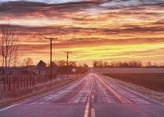 Country Greeting Card featuring the photograph Country Road Sunrise by James BO Insogna