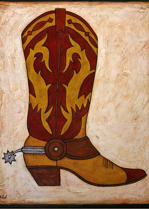 Cowboy Boot Greeting Card featuring the painting Cowboy Boot by Norman Engel