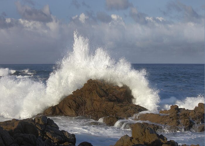 00443035 Greeting Card featuring the photograph Crashing Waves At Garrapata State Beach by Tim Fitzharris