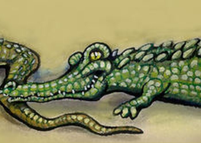Crocodile Greeting Card featuring the painting Crocodiles by Kevin Middleton