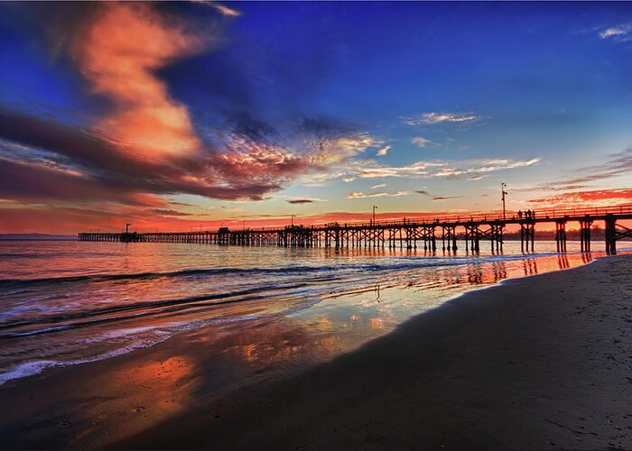Goleta Pier Greeting Card featuring the photograph Crystal Sunset by Beth Sargent
