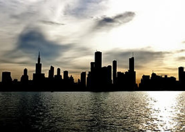Chicago Greeting Card featuring the photograph Dark Chicago Skyline by Scott Wood