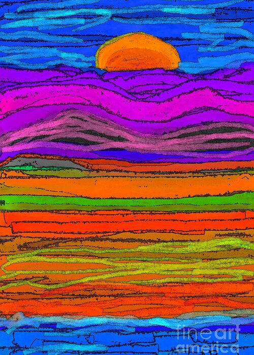 Abstrct Art Greeting Card featuring the digital art Day's End by D Perry