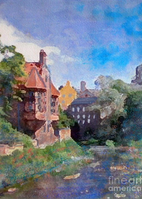  River Greeting Card featuring the painting Dean Village EDINBURGH by Richard James Digance