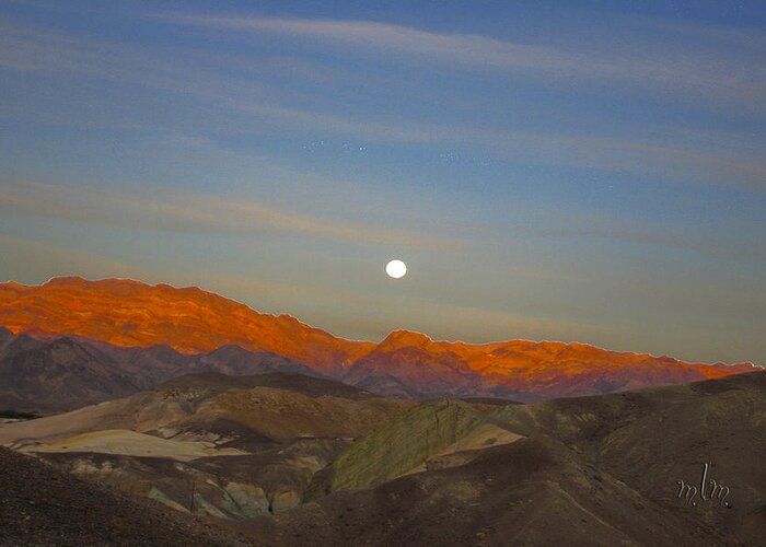 Travel Greeting Card featuring the photograph Death Valley moonrise by Marie Morrisroe