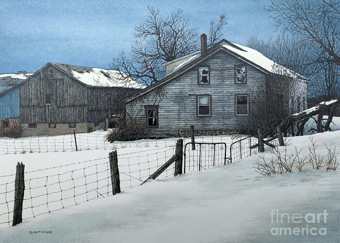 Barn Greeting Card featuring the painting Deserted Farm Prince Edward County by Robert Hinves