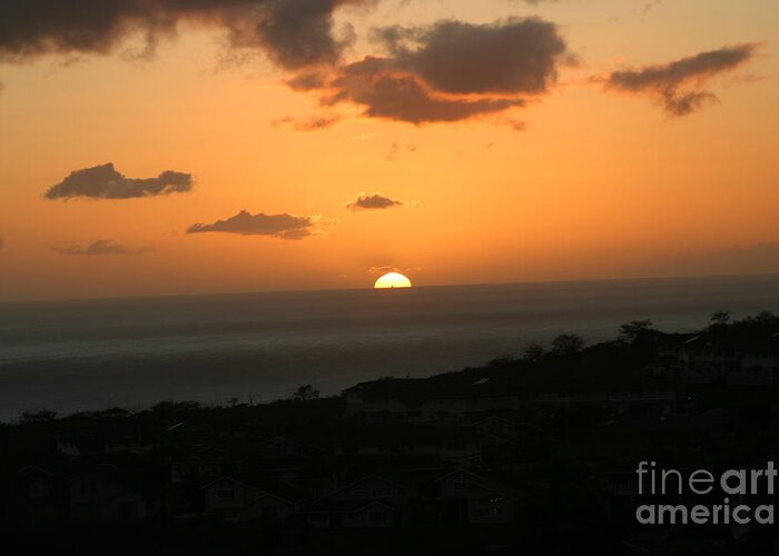 Hawaii Greeting Card featuring the photograph Distant sunset by Anthony Trillo
