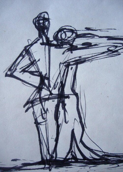 Dancers Greeting Card featuring the drawing Do You Come Here Often by Diane montana Jansson