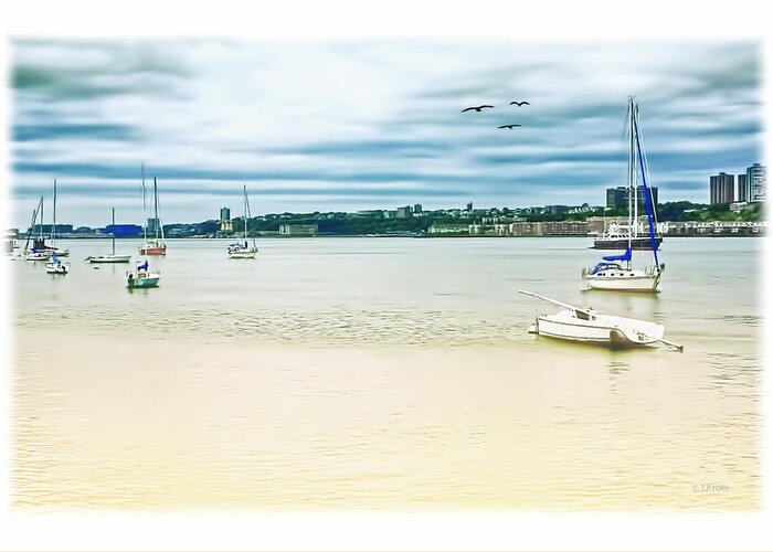 Water Scape Greeting Card featuring the photograph Docked On The Hudson by Tom York Images