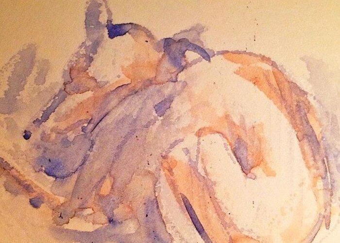 Sketchbook Greeting Card featuring the photograph #dog Curled Up - #sloppy #watercolor by Jeff Reinhardt