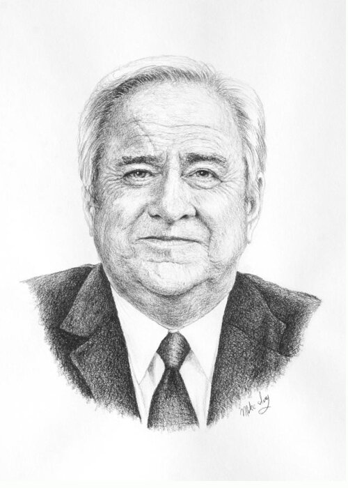 Portrait Greeting Card featuring the drawing Dr. Jerry Falwell by Mike Ivey