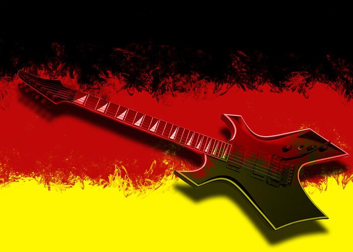 Eguitar Greeting Card featuring the mixed media E-Guitar - German Rock II by Melanie Viola