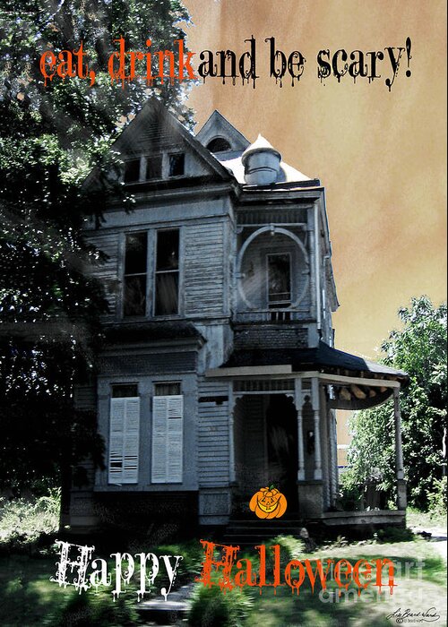 Victorian House Greeting Card featuring the digital art Eat Drink and Be Scary by Lizi Beard-Ward