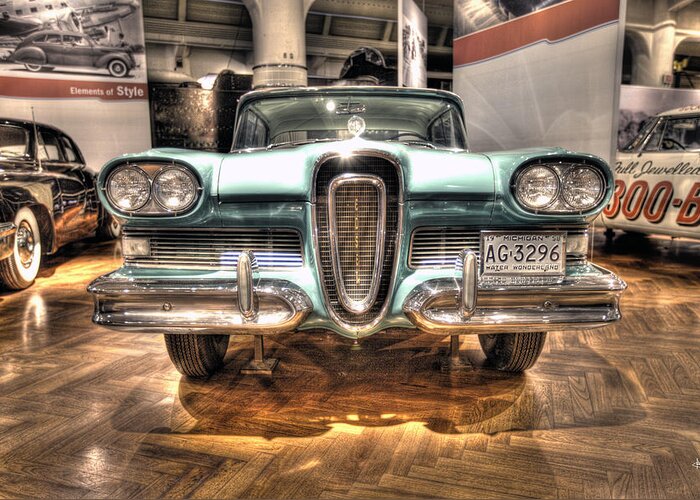  Greeting Card featuring the photograph Edsel Dearborn MI by Nicholas Grunas