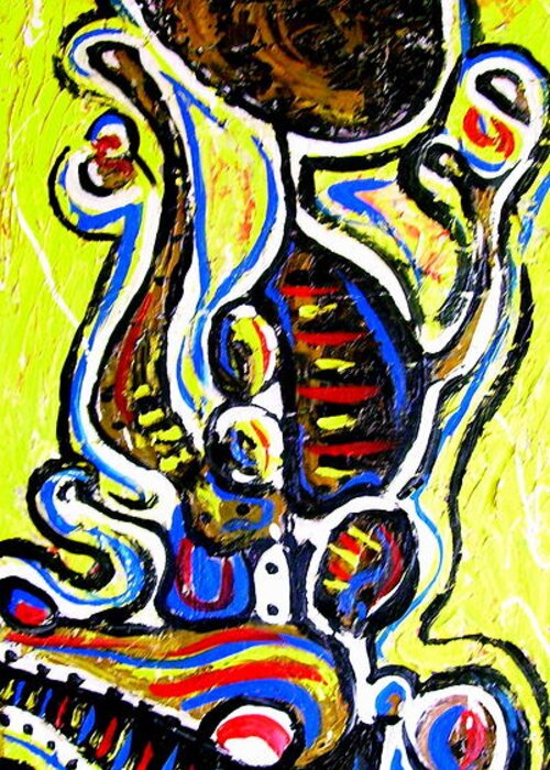 Abstract Greeting Card featuring the painting El Africano by Gustavo Ramirez