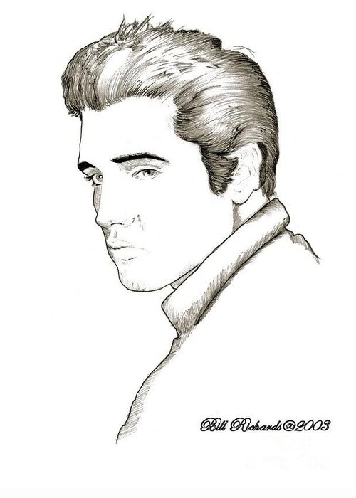 Pen Greeting Card featuring the drawing Elvis by Bill Richards
