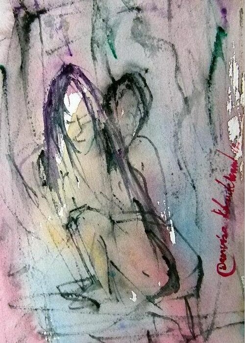 Romance Greeting Card featuring the painting Erotic 2 by Wanvisa Klawklean