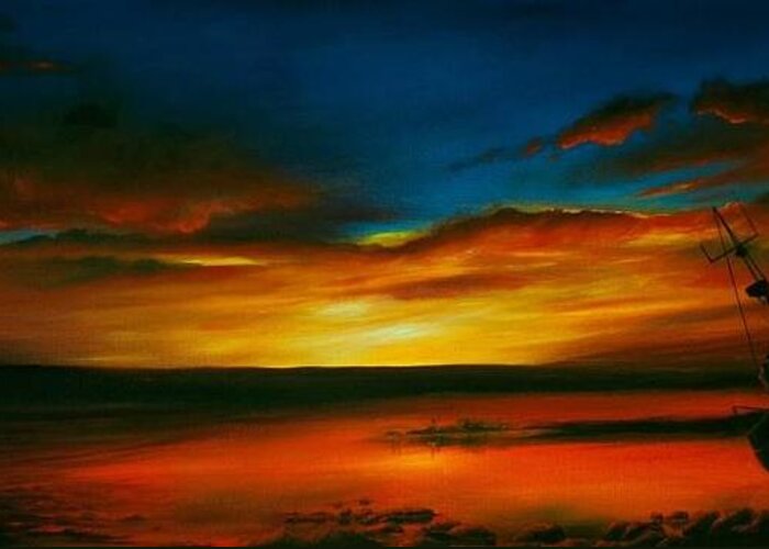 Sunset Greeting Card featuring the painting Evening Tide by Jan Farthing