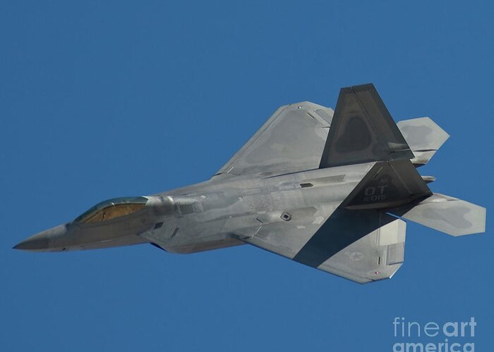 Northrop Greeting Card featuring the photograph F-22 Lightning 2 fighter by Tim Mulina