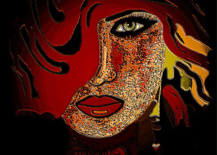 Face Greeting Card featuring the mixed media Face 10 by Natalie Holland