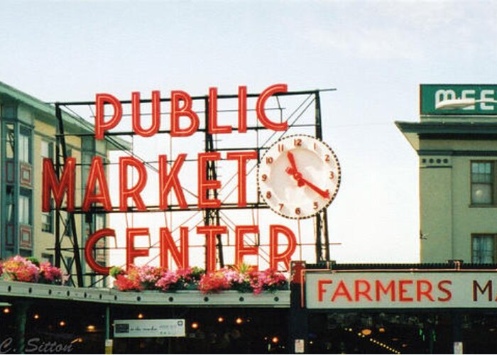 Seattle Photographs Greeting Card featuring the photograph Farmer's Market by C Sitton