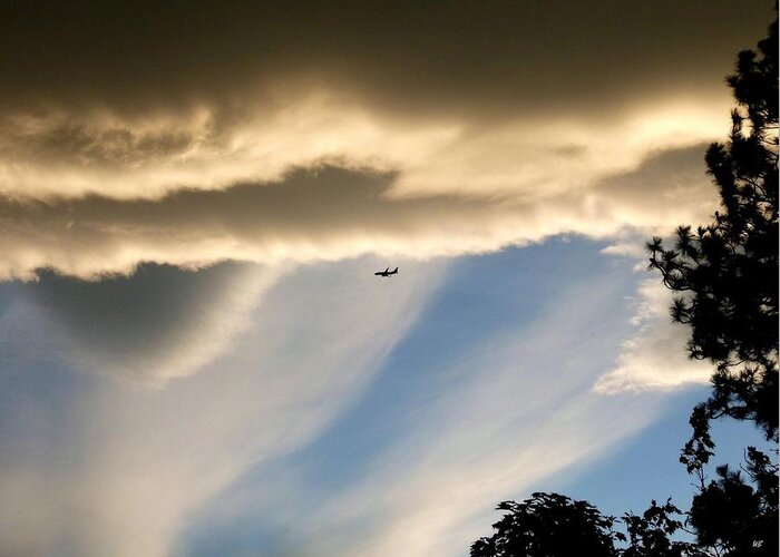 Fascinating Clouds Greeting Card featuring the photograph Fascinating Clouds And A 737 by Will Borden