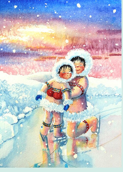Childrens Book Illustrator Greeting Card featuring the painting Figure Skater 7 by Hanne Lore Koehler