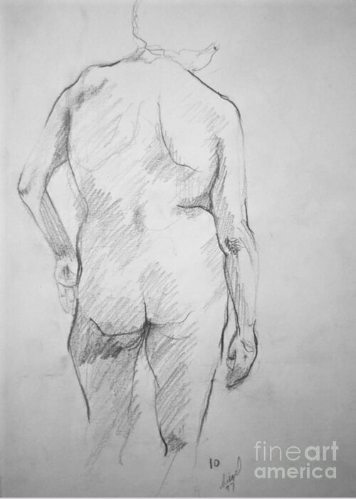 Woman Greeting Card featuring the drawing Figure Study by Rory Siegel