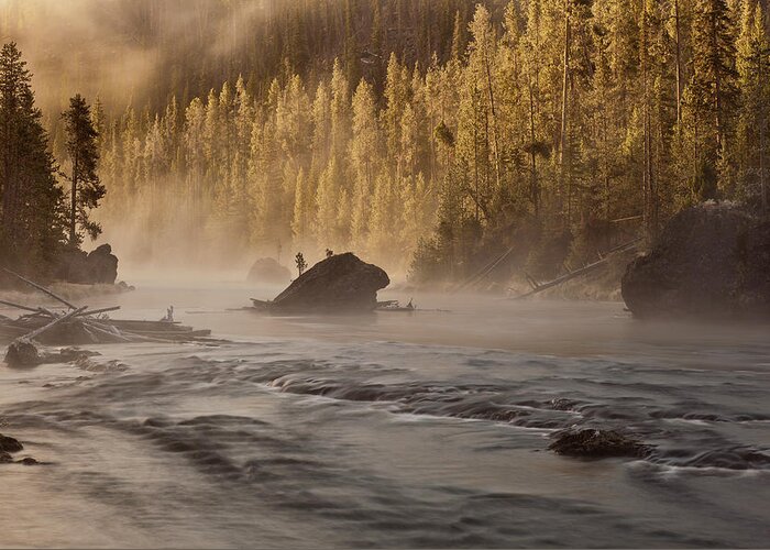 Idaho Greeting Card featuring the photograph Firehole River at Sunrise by D Robert Franz