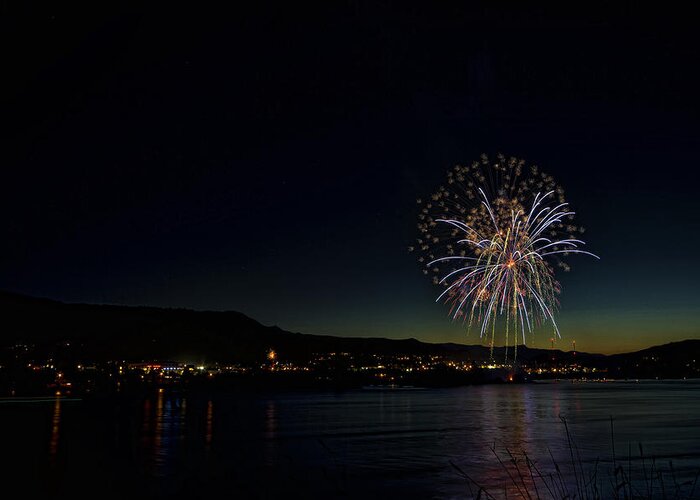 Hdr Greeting Card featuring the photograph Fireworks on the River by Brad Granger