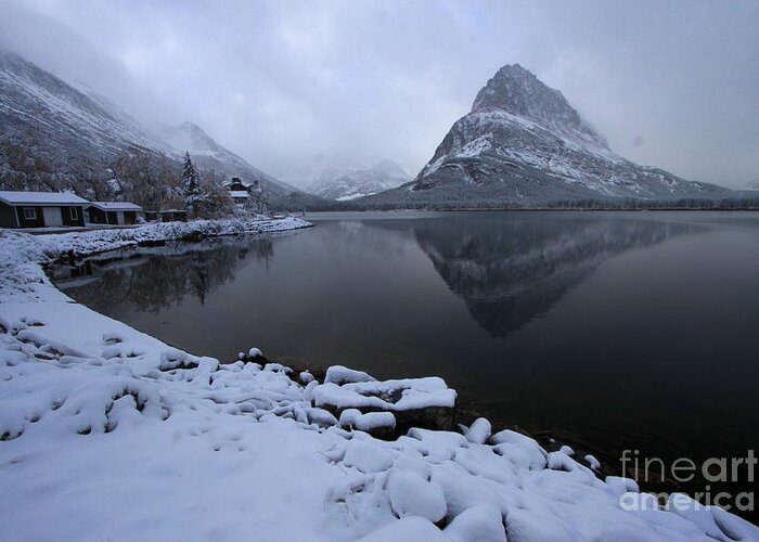 Grinnell Point Greeting Card featuring the photograph First Snow At Grinnell by Adam Jewell