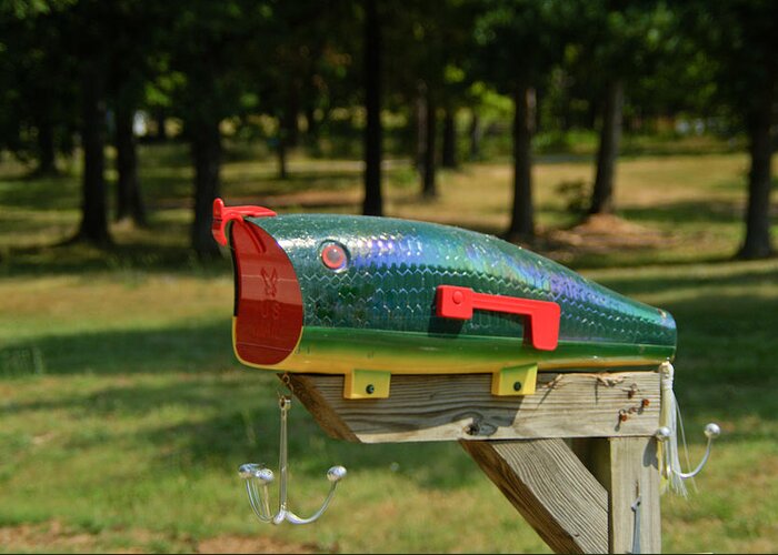 Fishing Greeting Card featuring the photograph Fishing Lure Mailbox 2 by Douglas Barnett
