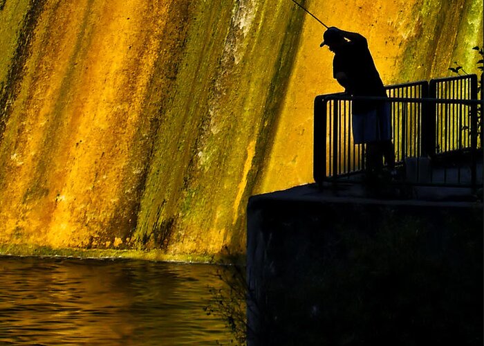 Dam Greeting Card featuring the photograph Fishing The Dam by Terry Doyle