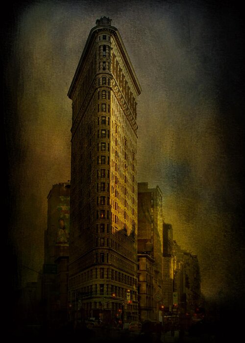 Flatiron Building Greeting Card featuring the photograph Flatiron Building...My View..revised by Jeff Burgess
