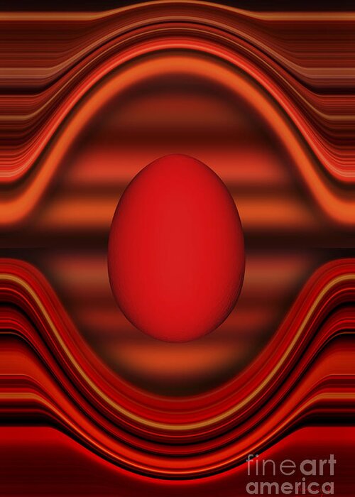 Floating Greeting Card featuring the digital art Floating red egg by Johnny Hildingsson