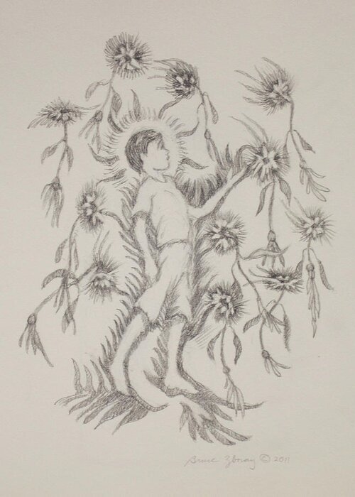 Flowers Greeting Card featuring the drawing Flowers Ascending by Bruce Zboray