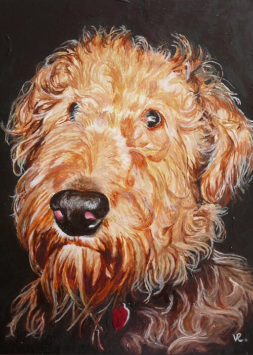 Puppy Greeting Card featuring the painting Fonzie by Vic Ritchey