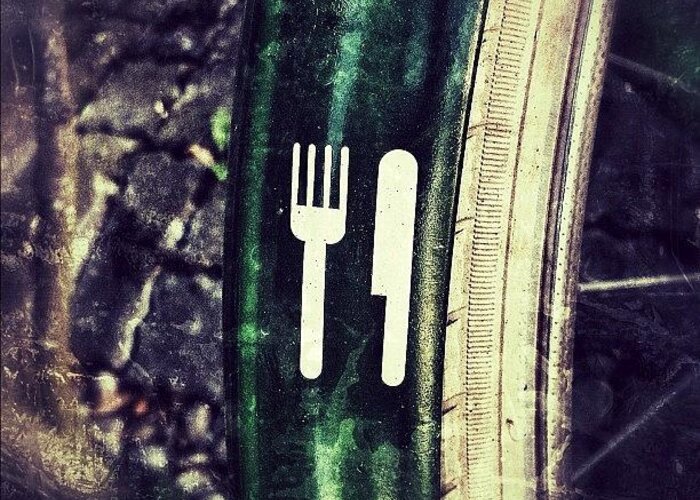 Fork Greeting Card featuring the photograph #food #fork #knife #street #art #cool by Sascha Buchholz