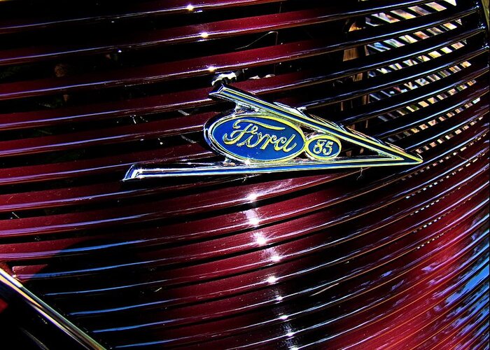 Ford Greeting Card featuring the photograph Ford Model 85 Emblem by Nick Kloepping