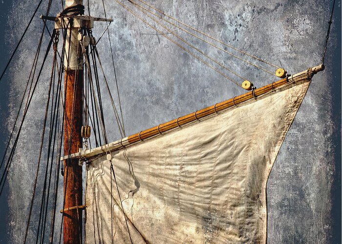 Textured Greeting Card featuring the photograph Foresail by Fred LeBlanc