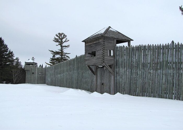 Mackinaw City Greeting Card featuring the photograph Fort Michilimackinac Land Gate by Keith Stokes
