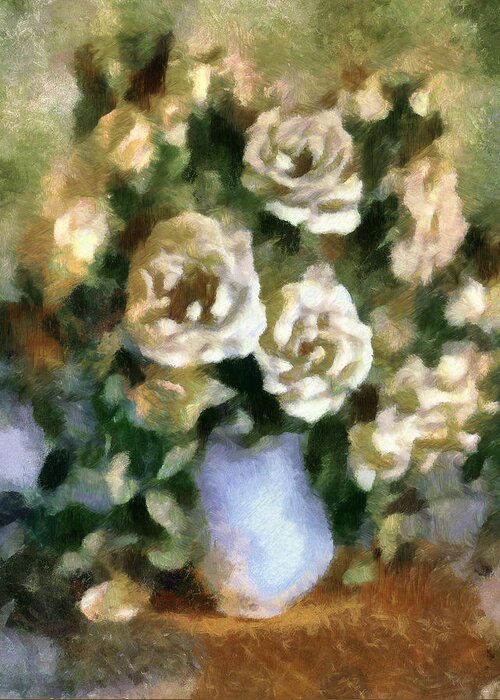 Roses Greeting Card featuring the mixed media Fragrant Roses by Georgiana Romanovna