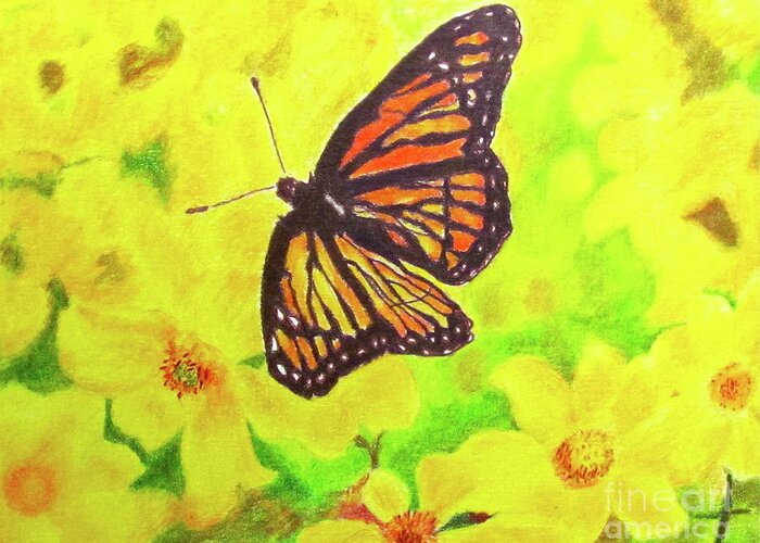Prismacolors Greeting Card featuring the drawing Free to Fly by Beth Saffer