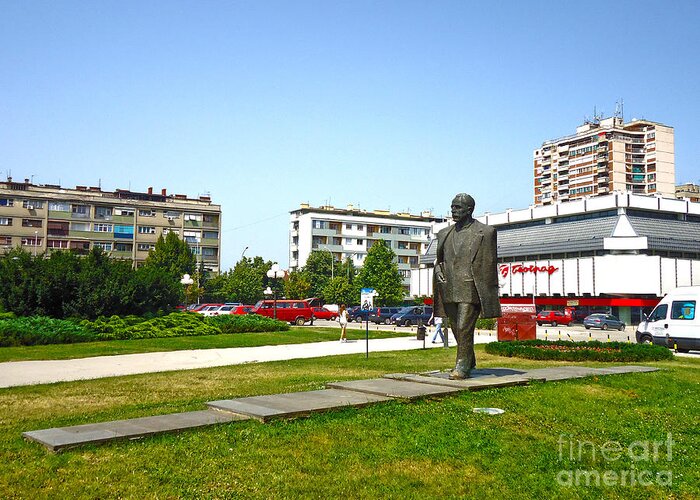 Sloboda Greeting Card featuring the photograph The Monument of Kosta Stamenkovic Leskovac by Dejan Jovanovic