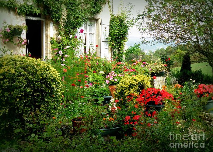 Garden Greeting Card featuring the photograph French Cottage Garden by Lainie Wrightson