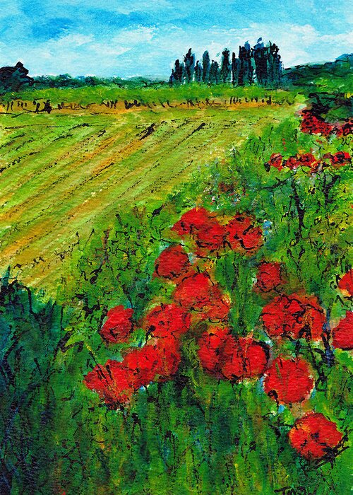 Flowers Greeting Card featuring the painting French Poppies No3 by Jackie Sherwood