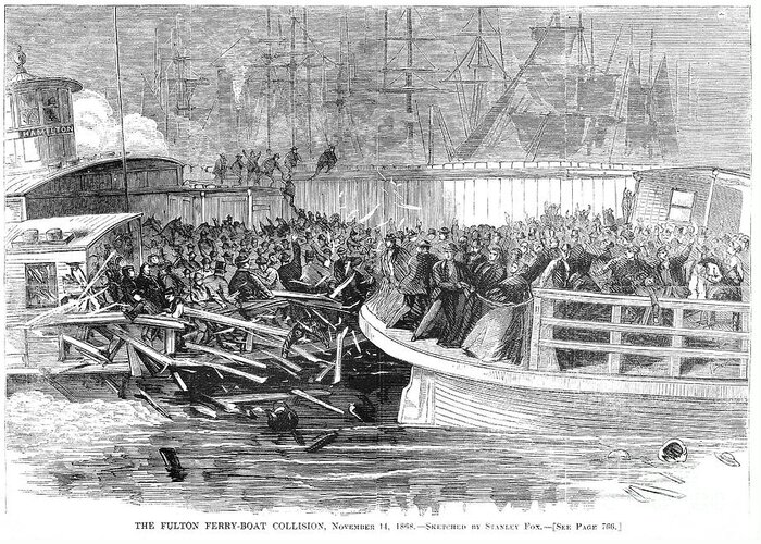 1868 Greeting Card featuring the photograph Fulton Ferry Boat, 1868 by Granger
